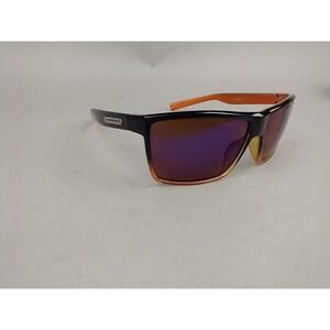 Biohazard 8BZ66307 Mens Wrap Sunglasses Black Orange Gradient Purple Mirror Lens